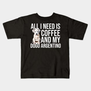 Dogo Argentino And Coffee Kids T-Shirt